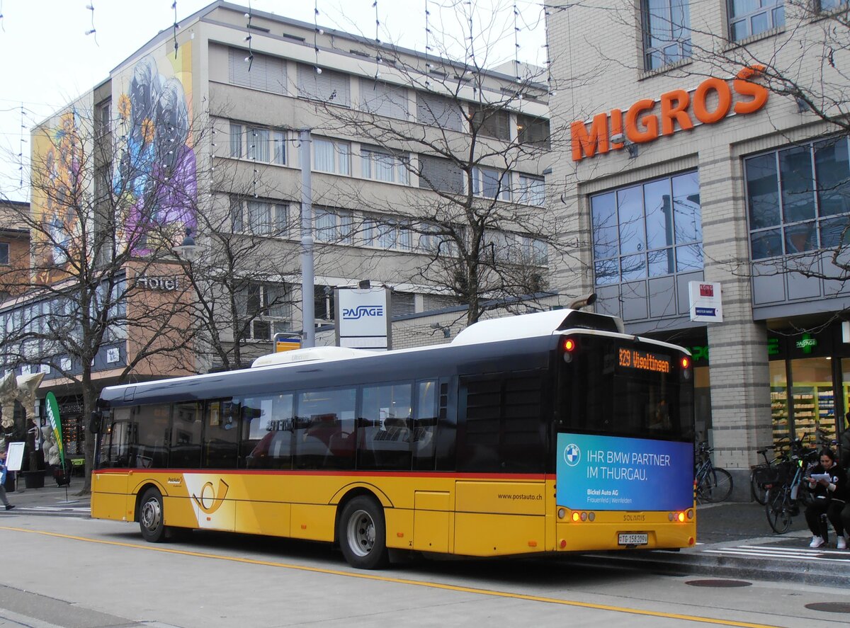 (257'656) - PostAuto Ostschweiz - TG 158'209/PID 10'359 - Solaris (ex Schmidt, Oberbren; ex CarPostal Ouest) am 15. Dezember 2023 beim Bahnhof Frauenfeld