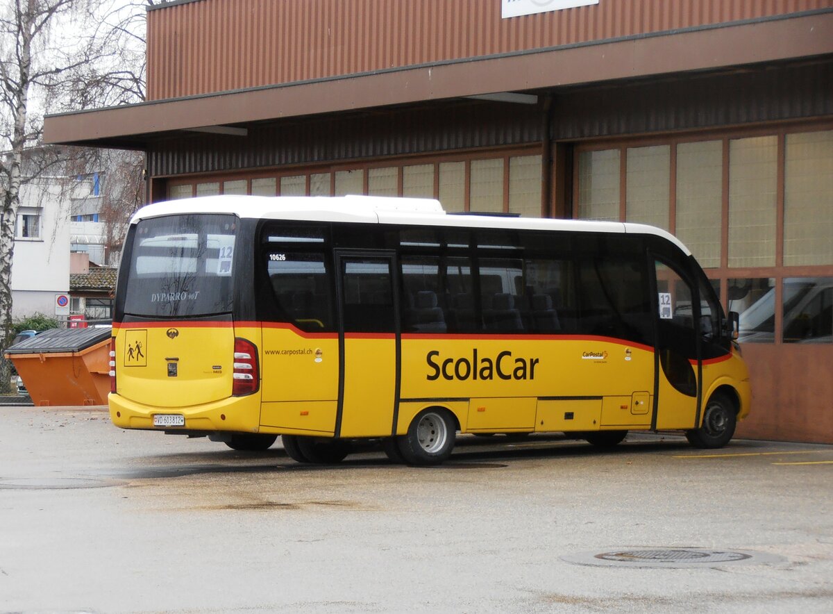 (257'781) - CarPostal Ouest - VD 603'812/PID 10'626 - Iveco/Dypety am 21. Dezember 2023 in Yverdon, Garage