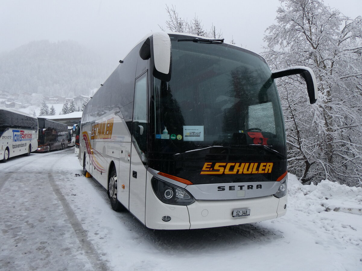 (258'331) - Schuler, Feusisberg - SZ 348 - Setra am 6. Januar 2024 in Adelboden, ASB