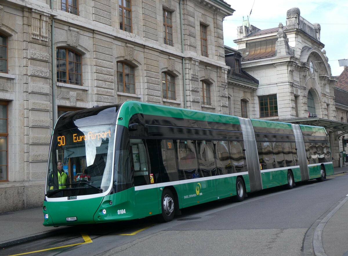 (259'013) - BVB Basel - Nr. 9104/BS 99'804 - eHess am 30. Januar 2024 beim Bahnhof Basel