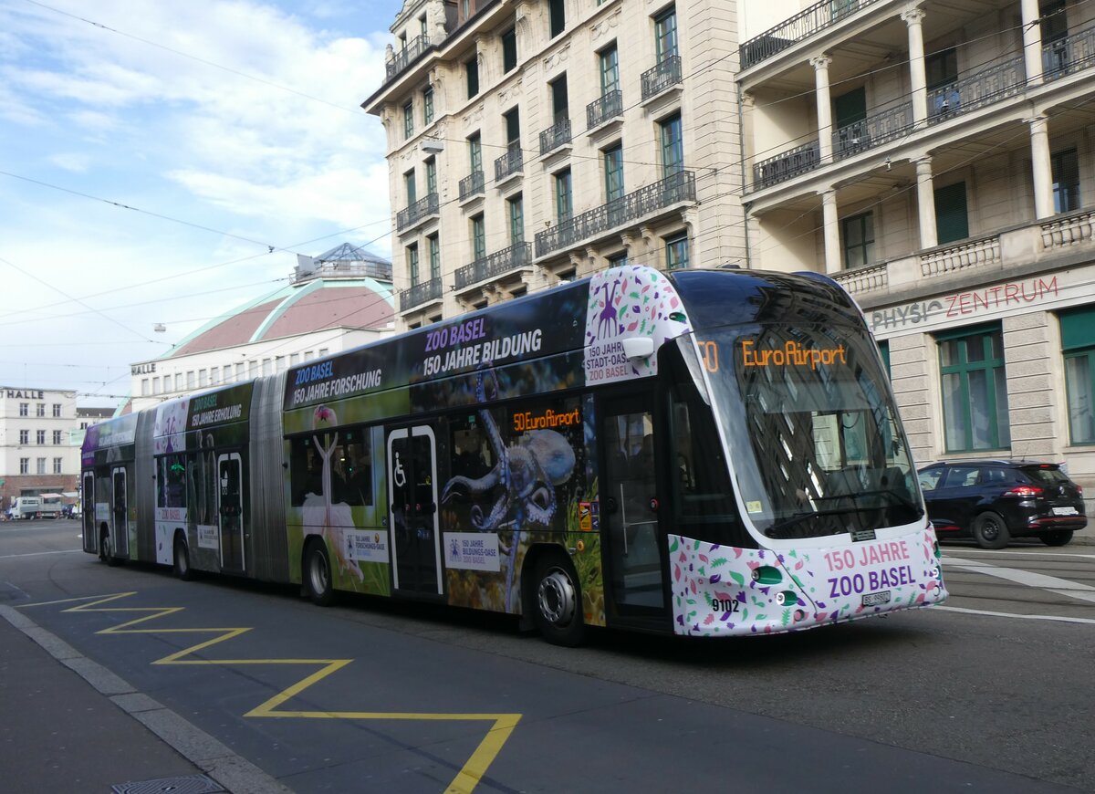 (259'030) - BVB Basel - Nr. 9102/BS 99'802 - eHess am 30. Januar 2024 beim Bahnhof Basel