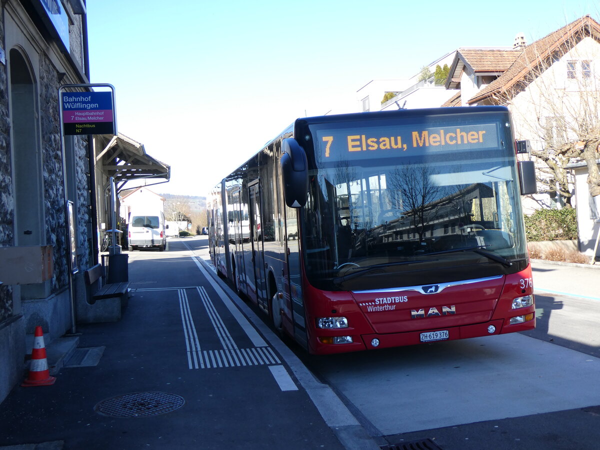 (259'100) - SW Winterthur - Nr. 376/ZH 619'376 - MAN am 3. Februar 2024 beim Bahnhof Winterthur Wlflingen