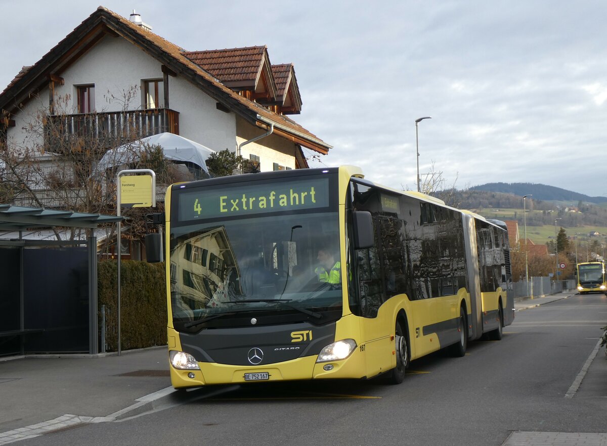 (259'323) - STI Thun - Nr. 167/BE 752'167 - Mercedes am 14. Februar 2024 in Thun-Lerchenfeld, Forstweg