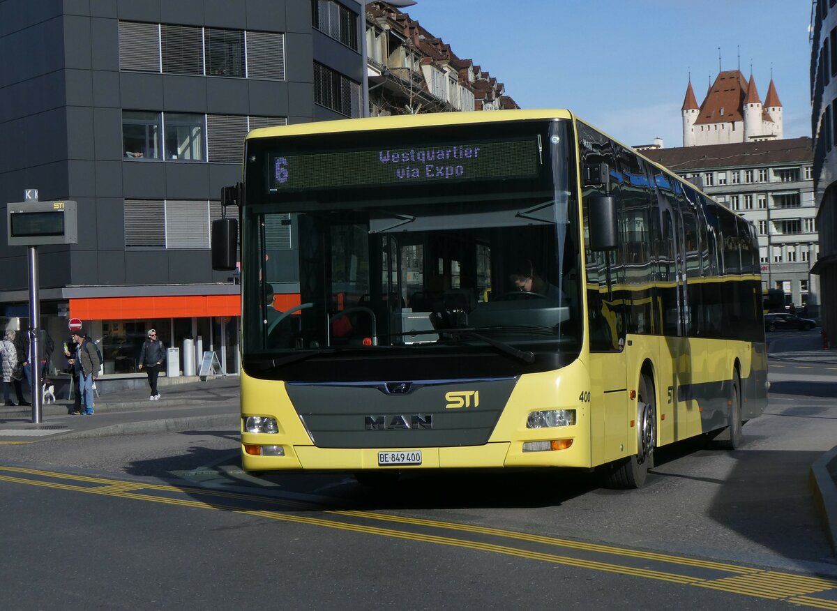 (259'325) - STI Thun - Nr. 400/BE 849'400 - MAN am 14. Februar 2024 beim Bahnhof Thun