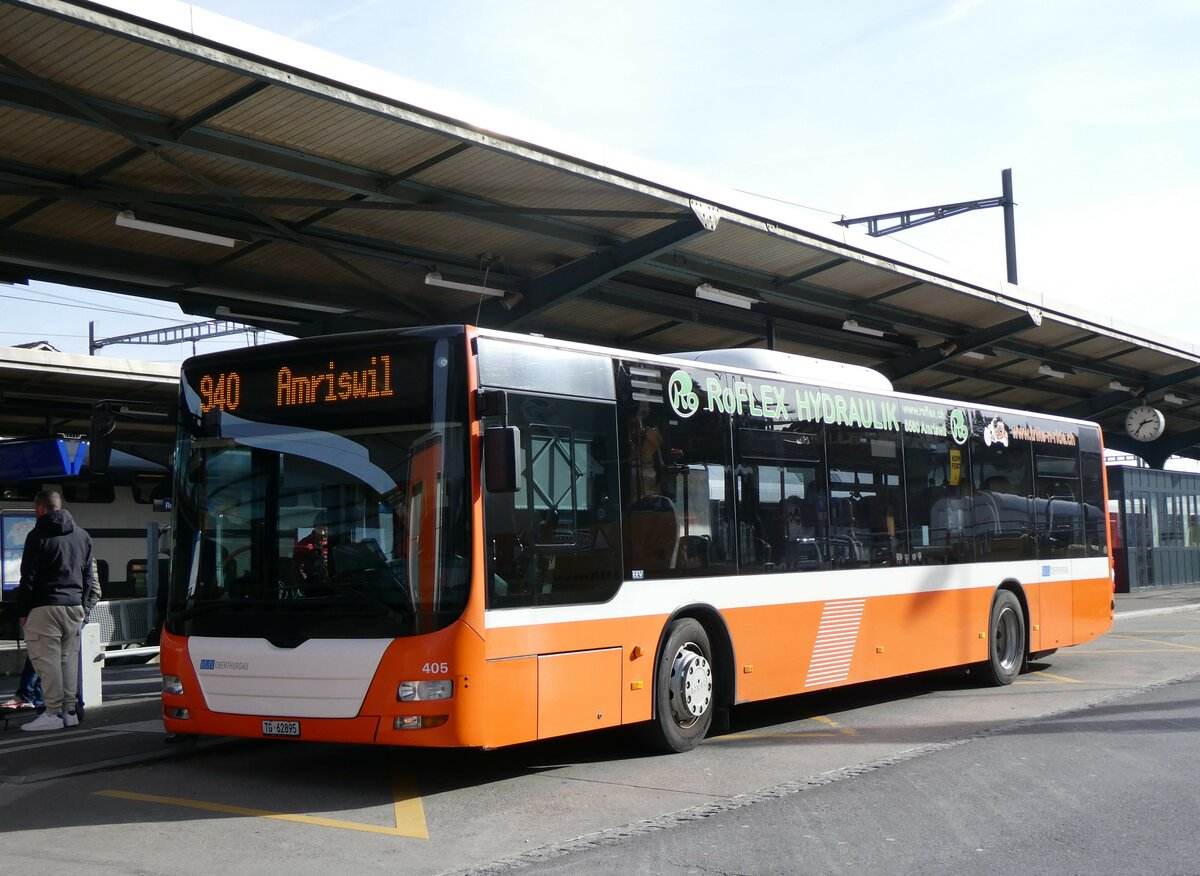 (259'338) - BOTG Amriswil - Nr. 405/TG 62'895 - MAN (ex Nr. 5) am 15. Februar 2024 beim Bahnhof Romanshorn