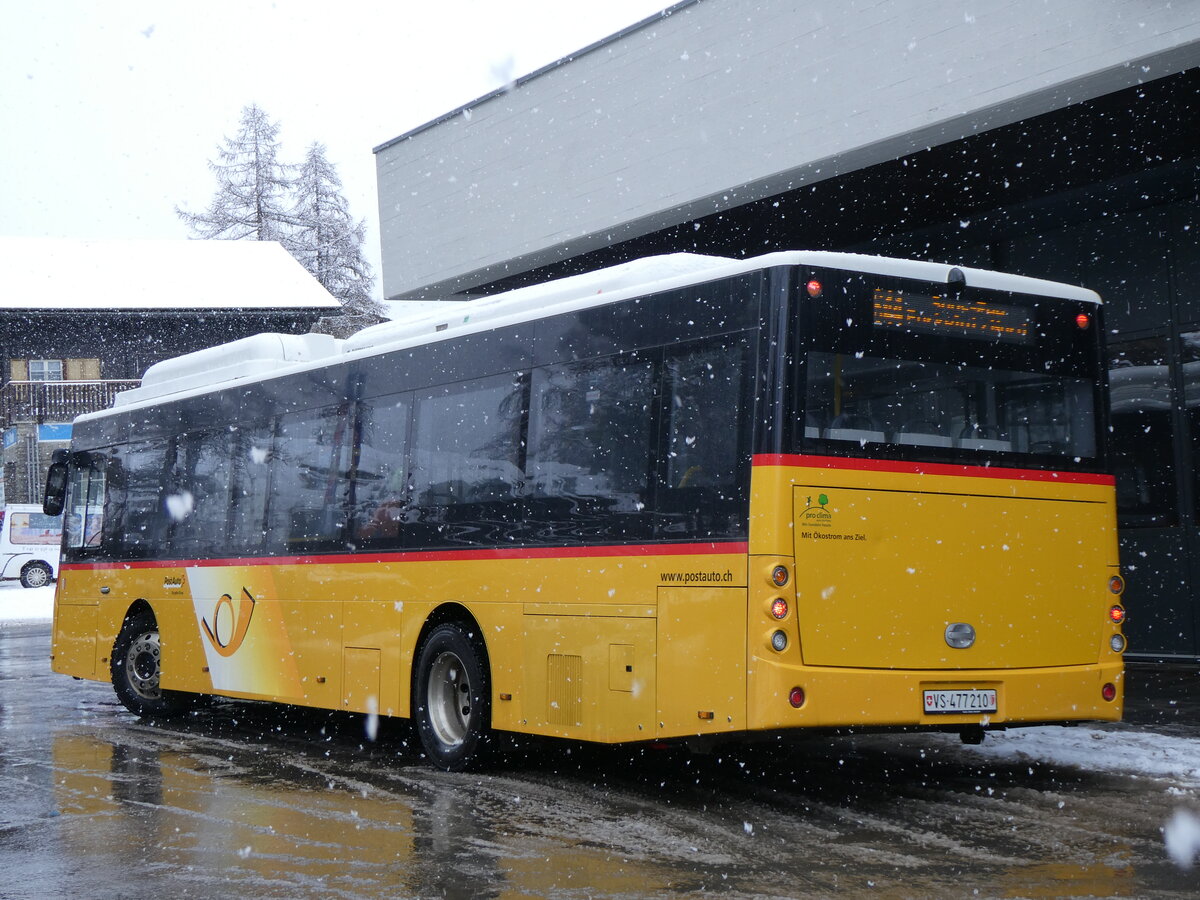 (259'715) - PostAuto Wallis - VS 477'210/PID 10'838 - eEbusco am 27. Februar 2024 in Saas-Fee, Busterminal