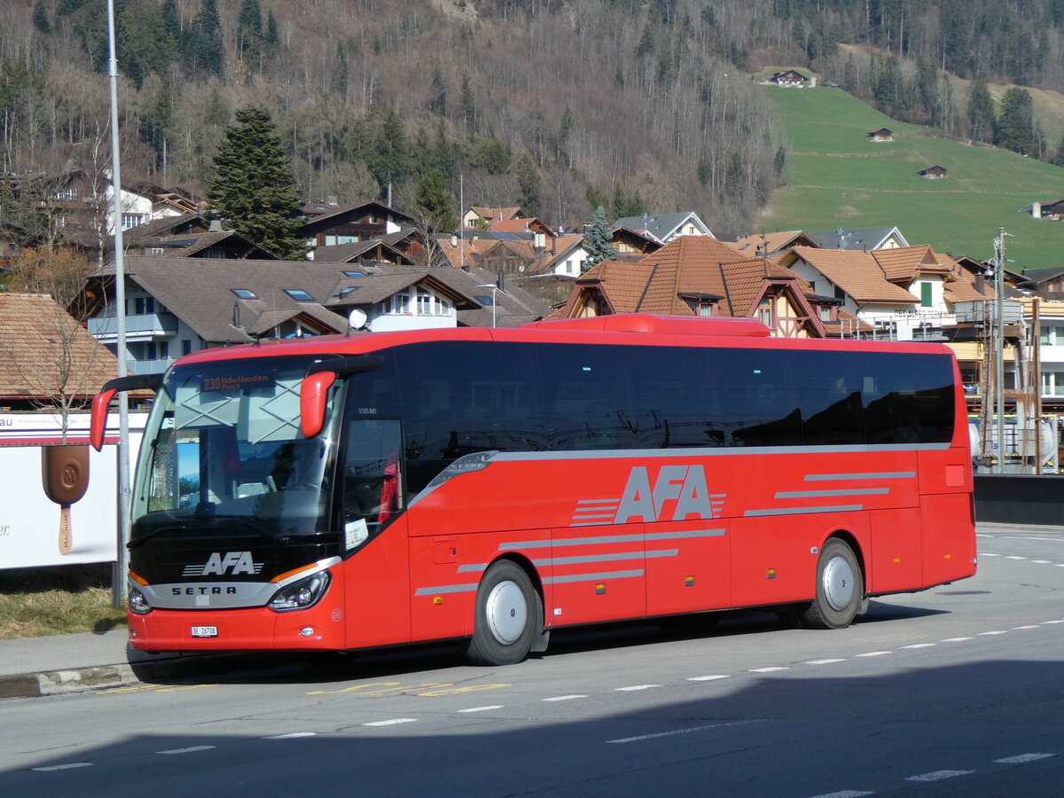 (259'790) - AFA Adelboden - Nr. 26/BE 26'708 - Setra am 29. Februar 2024 beim Bahnhof Frutigen