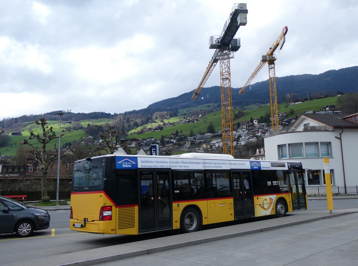 (260'325) - PostAuto Zentralschweiz - Nr. 502/OW 10'002/PID 10'266 (ex Nr. 5; ex Dillier, Sarnen Nr. 5) am 12. Mrz 2024 beim Bahnhof Sarnen