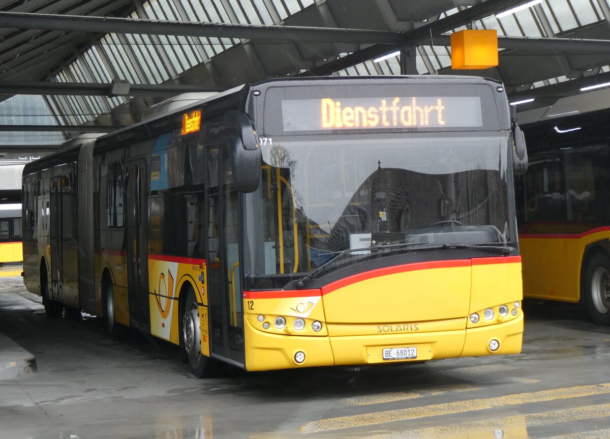 (260'712) - Steiner, Ortschwaben - Nr. 12/BE 68'012/PID 10'071 - Solaris (ex AVA Biel Nr. 8) am 28. Mrz 2024 in Bern, Postautostation