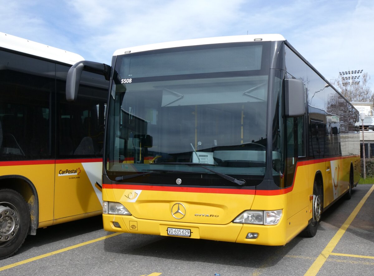 (260'840) - CarPostal Ouest - VD 605'629/PID 5508 - Mercedes (ex JU 61'876; ex Nr. 16) am 29. Mrz 2024 in Yverdon, Garage