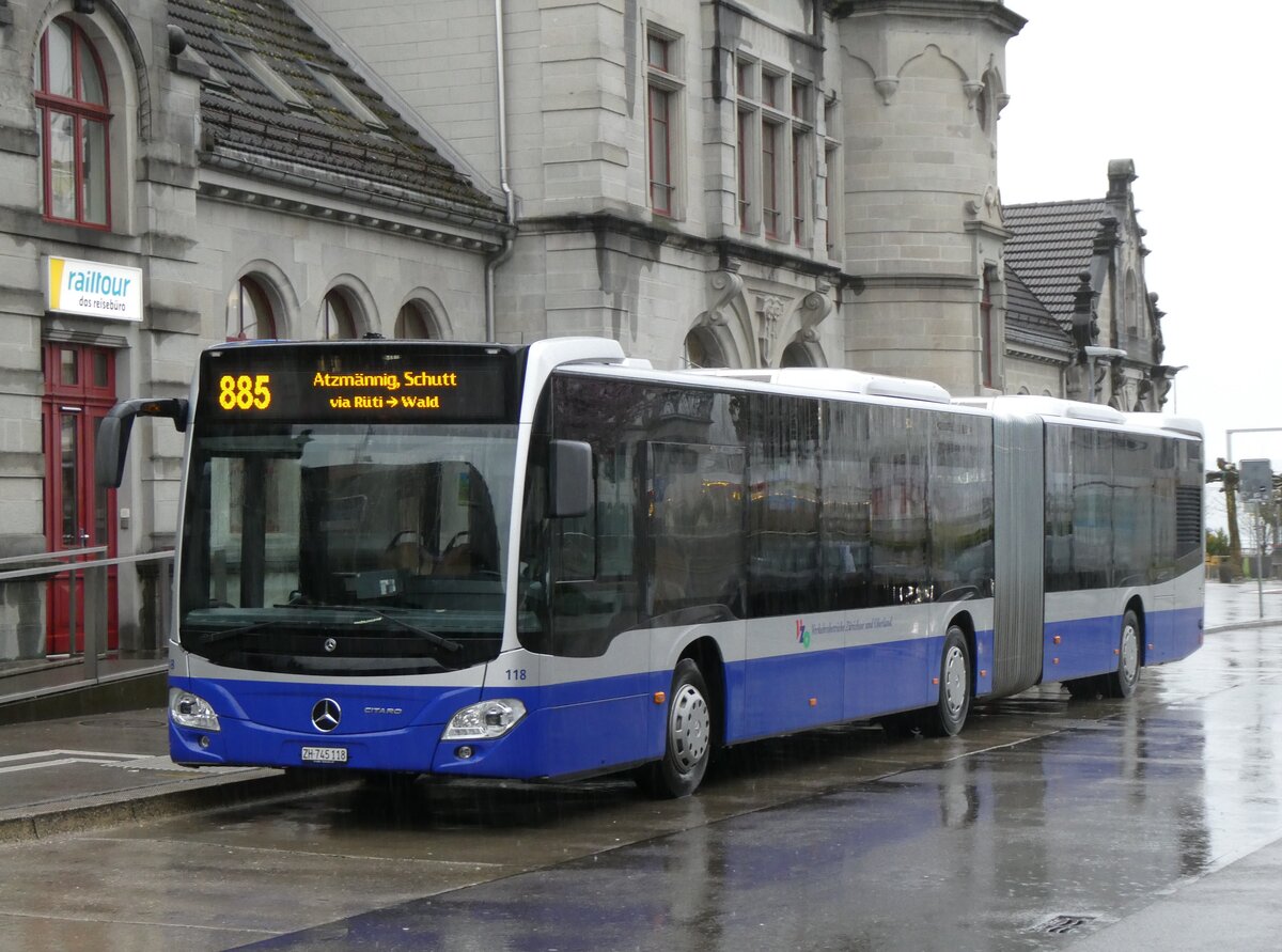 (260'874) - VZO Grningen - Nr. 118/ZH 745'118 - Mercedes am 1. April 2024 beim Bahnhof Rapperswil