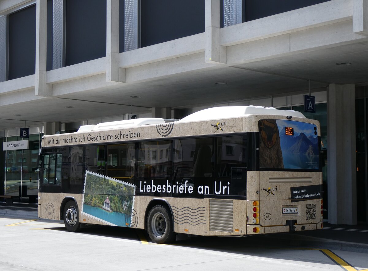 (261'030) - AAGU Altdorf - Nr. 67/UR 9276 - Scania/Hess (ex PID 10'099) am 6. April 2024 beim Bahnhof Altdorf