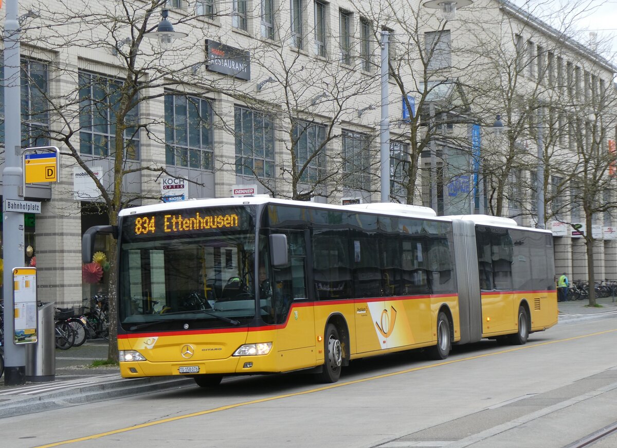 (261'096) - PostAuto Ostschweiz - TG 158'076/PID 5504 - Mercedes (ex PostAuto Nordschweiz) am 9. April 2024 beim Bahnhof Frauenfeld