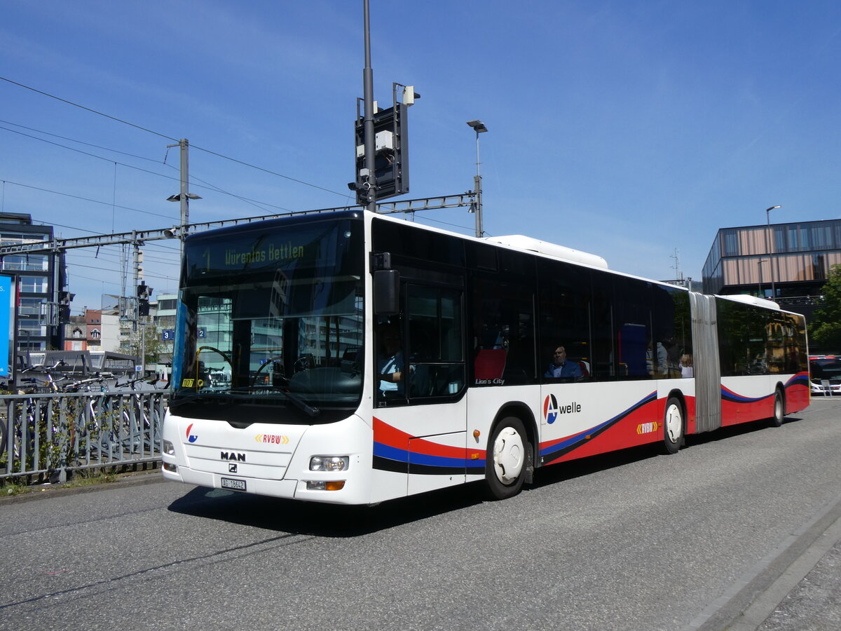 (261'164) - RVBW Wettingen - Nr. 156/AG 18'642 - MAN am 12. April 2024 beim Bahnhof Baden