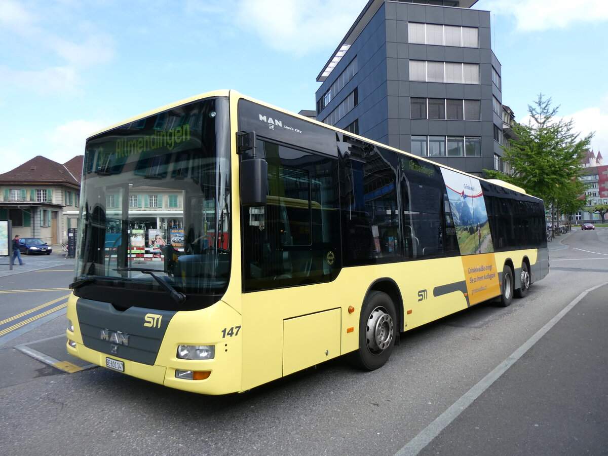 (262'231) - STI Thun - Nr. 147/BE 801'147 - MAN am 9. Mai 2024 beim Bahnhof Thun
