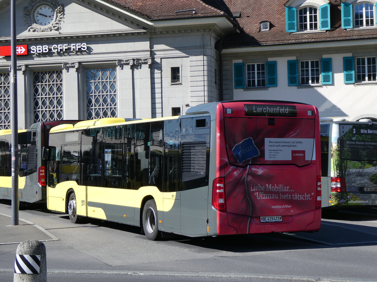 (262'263) - STI Thun - Nr. 411/BE 419'411 - Mercedes am 11. Mai 2024 beim Bahnhof Thun