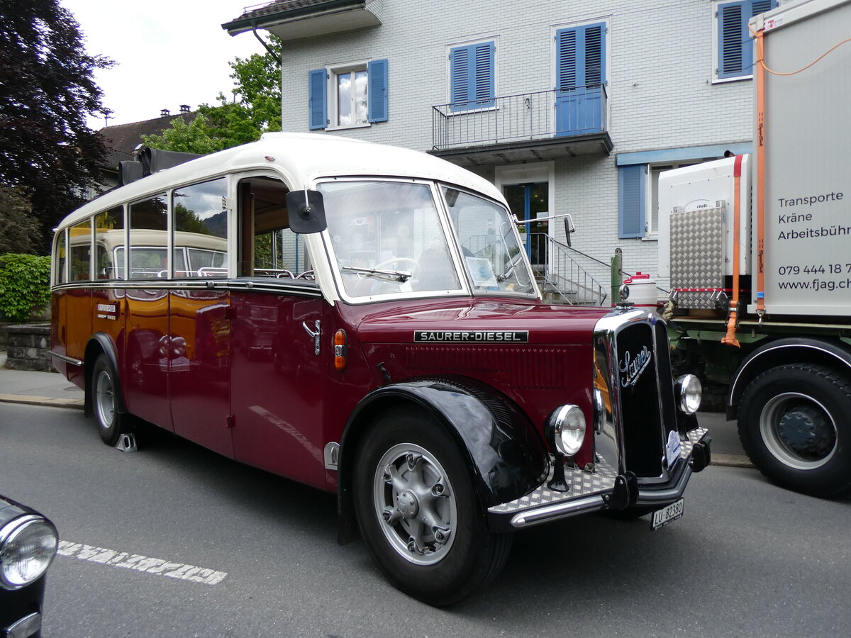 (262'689) - Bechter, Dagmersellen - LU 82'380 - Saurer/Krapf (ex Mnch, D-Marienberg; ex Spirig, Widnau; ex RhV Altsttten Nr. 33; ex Thr, Eichberg) am 18. Mai 2024 in Sarnen, OiO