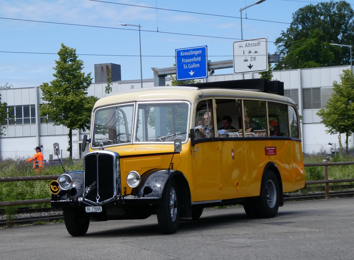 (263'142) - Baumgartner, Horn - Nr. 1/SG 73'505 - Berna/Saurer (ex Chiesa, Minusio) am 25. Mai 2024 beim Bahnhof Arbon 