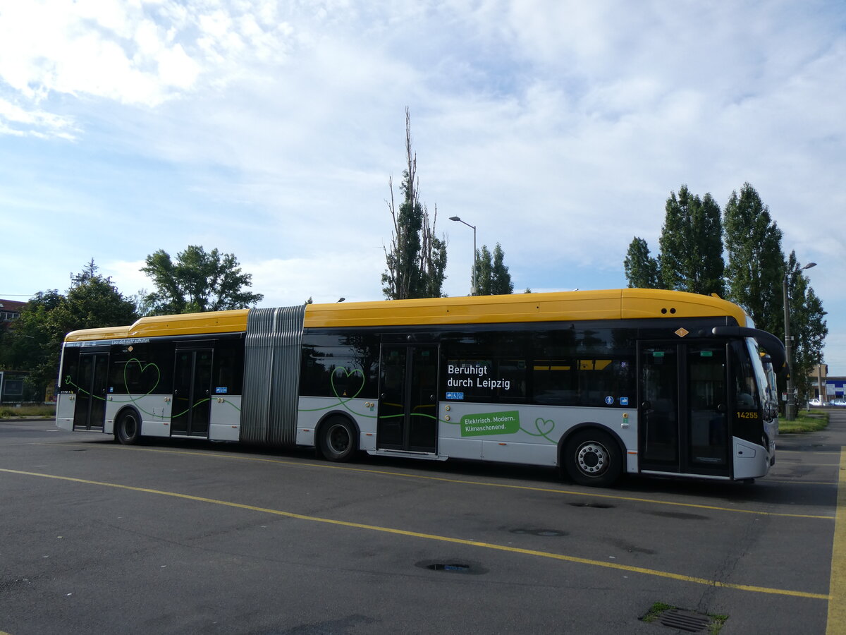 (264'649) - LVB Leipzig - Nr. 14'255/L-DE 1165 - eVDL am 11. Juli 2024 in Leipzig, Paunsdorf Strassenbahnhof