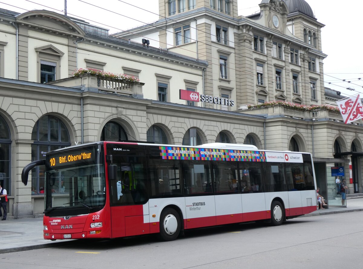 (265'890) - SW Winterthur - Nr. 232/ZH 725'232 - MAN am 17. August 2024 beim Hauptbahnhof Winterthur