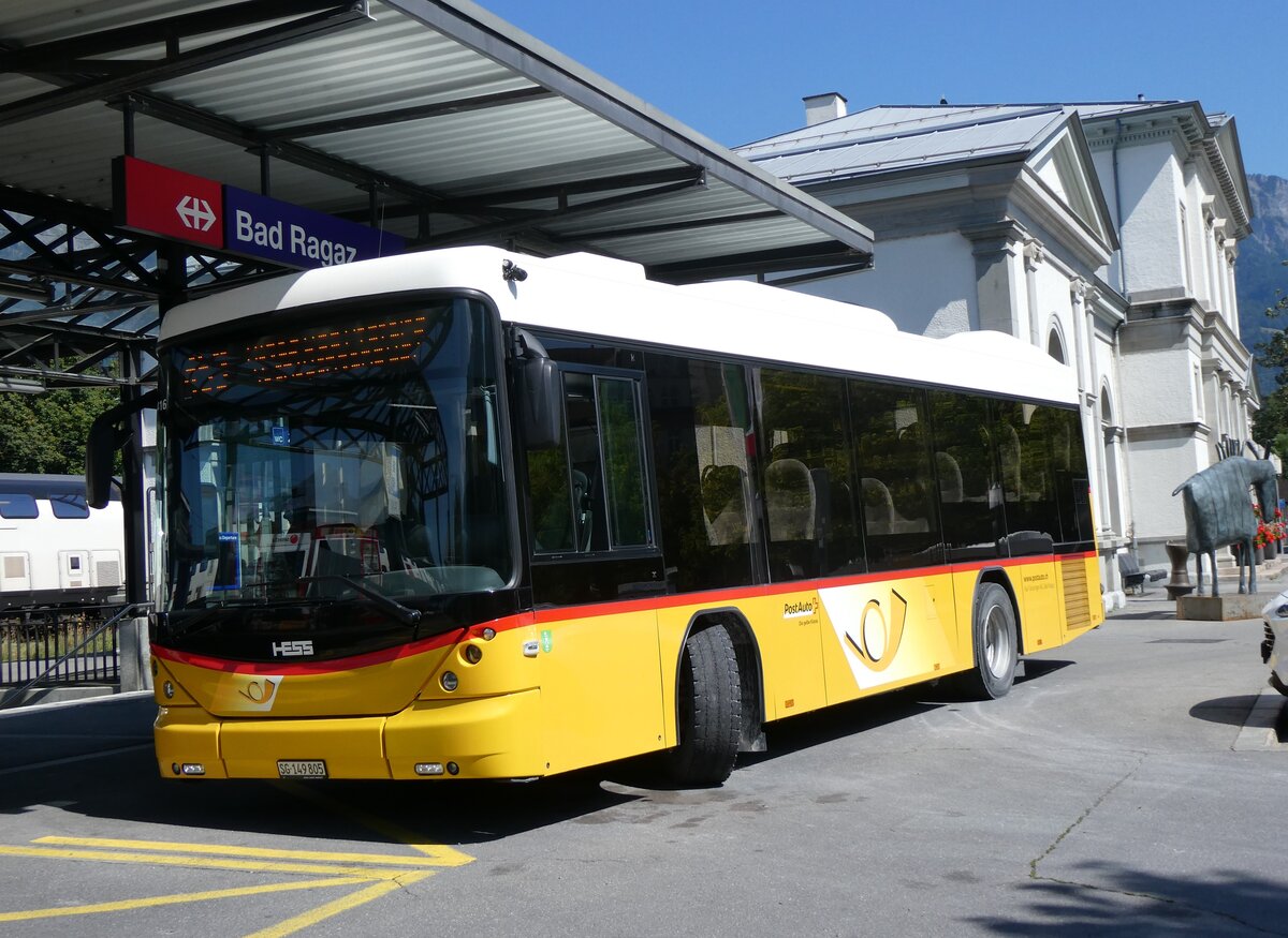 (266'237) - Gessinger, Bad Ragaz - SG 149'805/PID 10'416 - Scania/Hess am 27. August 2024 beim Bahnhof Bad Ragaz