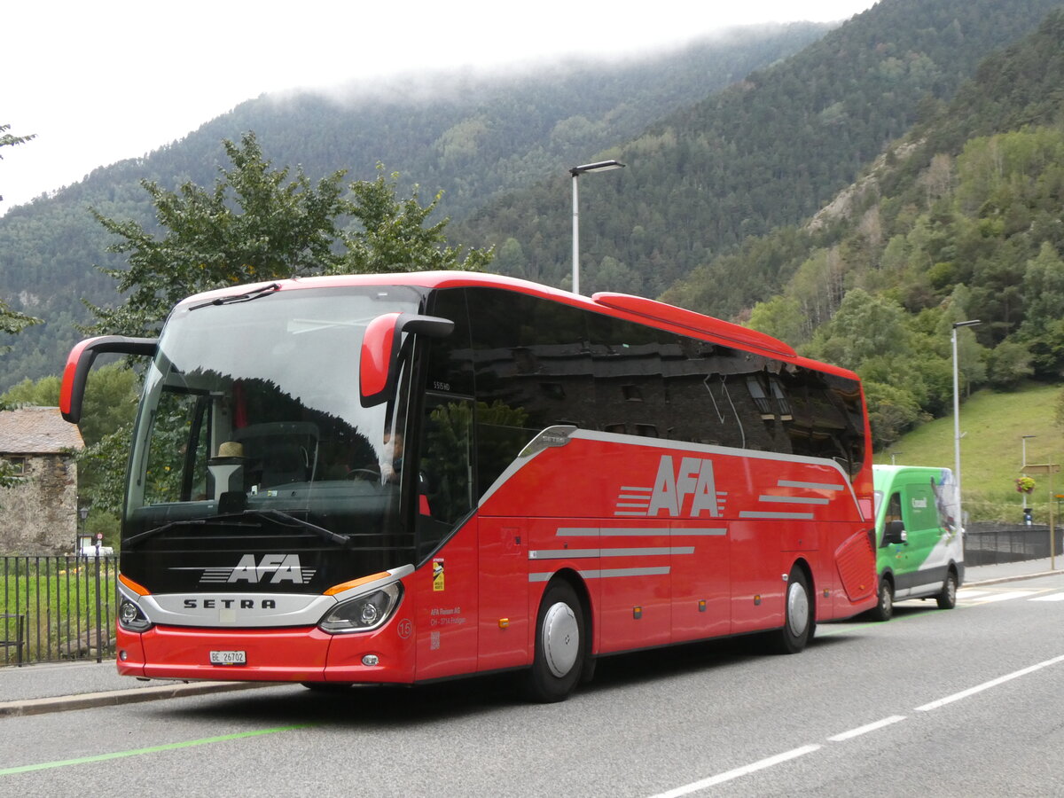 (267'156) - Aus der Schweiz: AFA Adelboden - Nr. 15/BE 26'702 - Setra am 18. September 2024 in La Cortinada, Plaa de La Cortinada