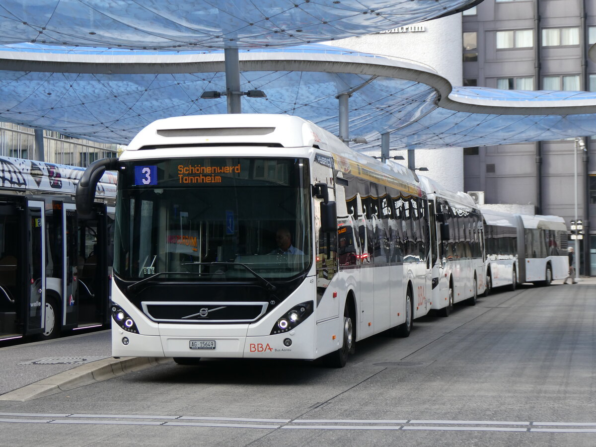 (267'661) - BBA Aarau - Nr. 49/AG 15'649 - Volvo am 3. Oktober 2024 beim Bahnhof Aarau