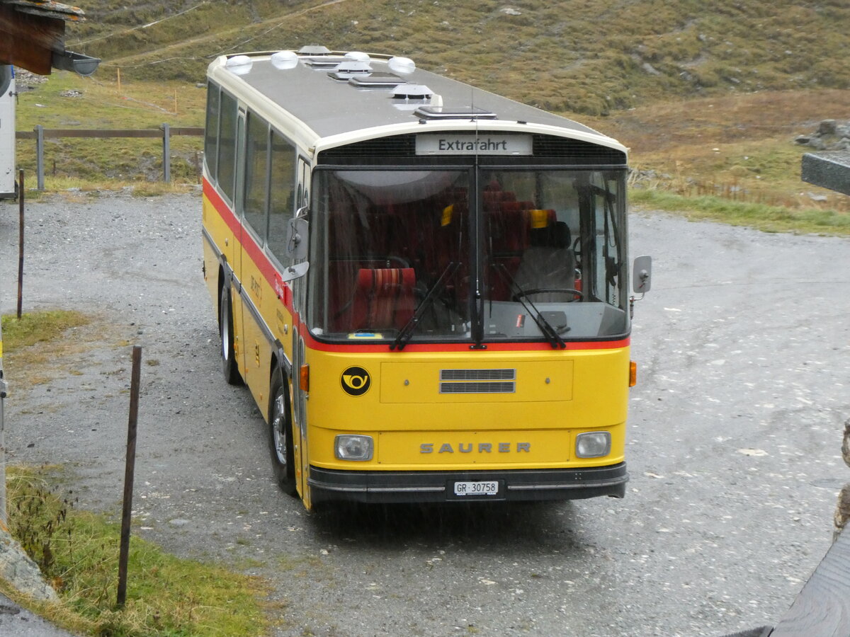 (267'874) - Ltscher, Haldenstein - GR 30'758 - Saurer/R&J (ex Dornbierer, Staad; ex FRAM Drachten/NL Nr. 24; ex PostAuto Graubnden PID 2870; ex P 24'367) am 8. Oktober 2024 in Juf