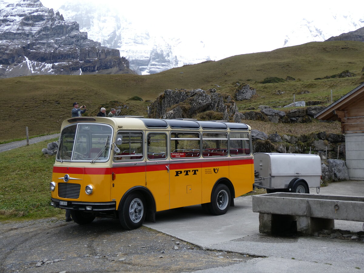 (268'080) - Schmid, Thrishaus - Nr. 9/BE 26'105 - Saurer/R&J (ex Geiger, Adelboden Nr. 9) am 12. Oktober 2024 auf dem Bundlger