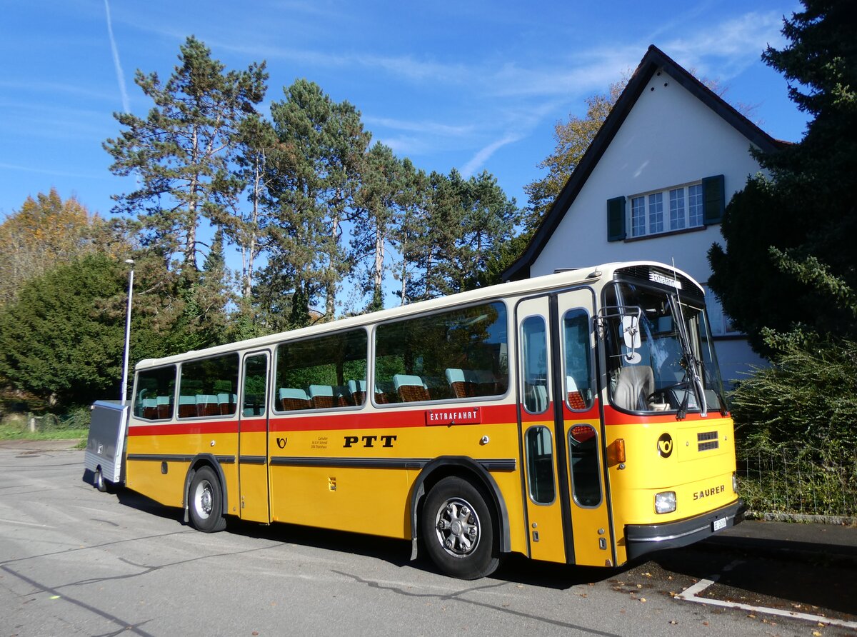 (268'434) - Schmid, Thrishaus - BE 26'206 - Saurer/Tscher (ex P 24'244) am 25. Oktober 2024 in Bottmingen, Astershagstrasse