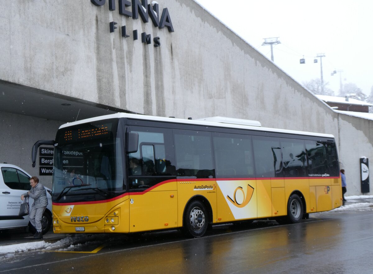 (272'891) - PostAuto Graubnden - GR 176'057/PID 11'637 - Iveco (ex Nr. 11; ex Fontana, Ilanz Nr. 11) am 14. Mrz 2025 in Flims, Bergbahnen