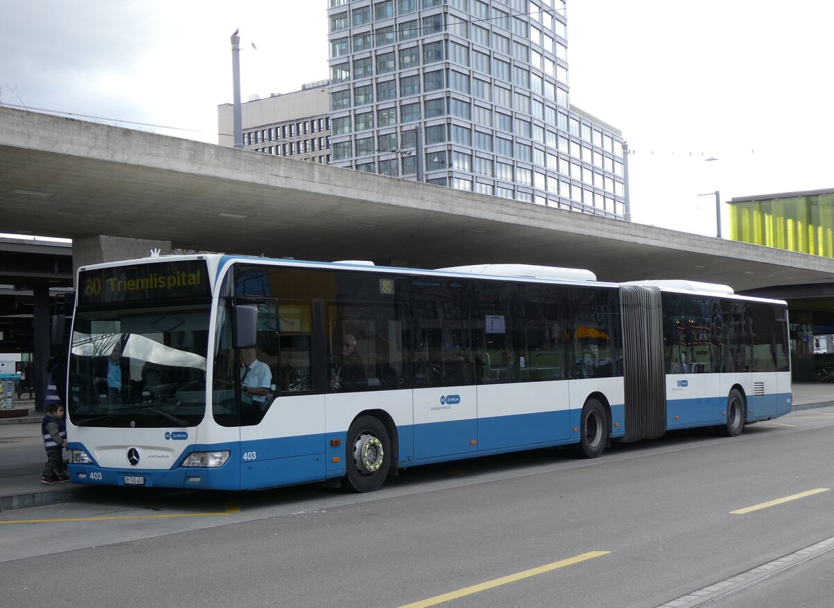 (273'170) - VBZ Zrich - Nr. 403/ZH 745'403 - Mercedes am 24. Mrz 2025 beim Bahnhof Zrich Oerlikon