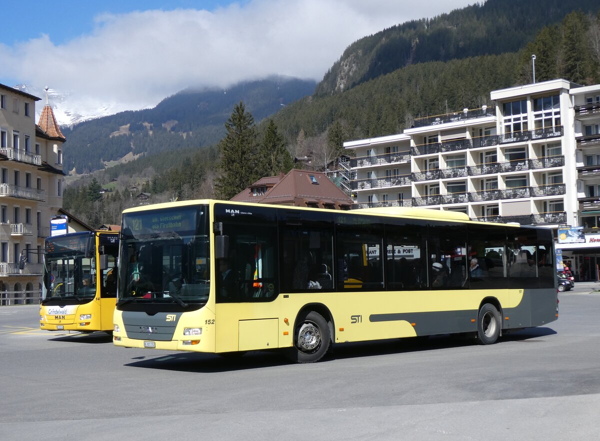 (273'260) - STI Thun - Nr. 152/BE 801'152 - MAN am 28. Mrz 2025 beim Bahnhof Grindelwald