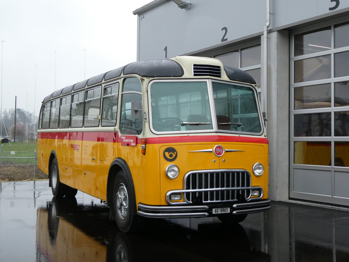(273'313) - Stutz, Jonen - AG 6963 - FBW/R&J (ex Tanner&Lambach, Reigoldswil Nr. 2; ex Hunziker, Rschlikon; ex P 24'059; ex P 21'559) am 29. Mrz 2025 in Affoltern, Garage