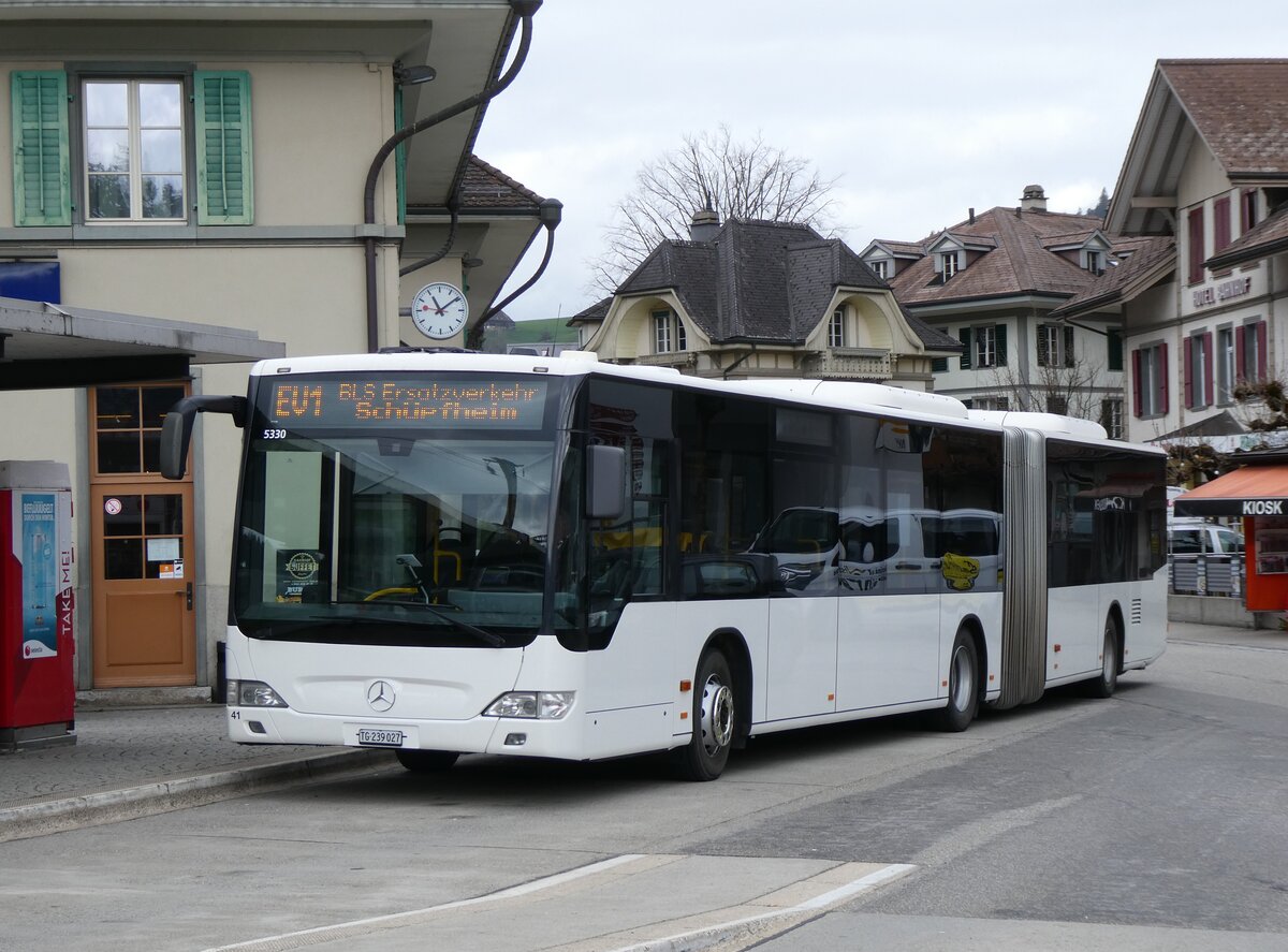 (273'439) - Eurobus, Arbon - Nr. 41/TG 239'027/PID 5330 - Mercedes (ex Nr. 14) am 31. Mrz 2025 beim Bahnhof Langnau