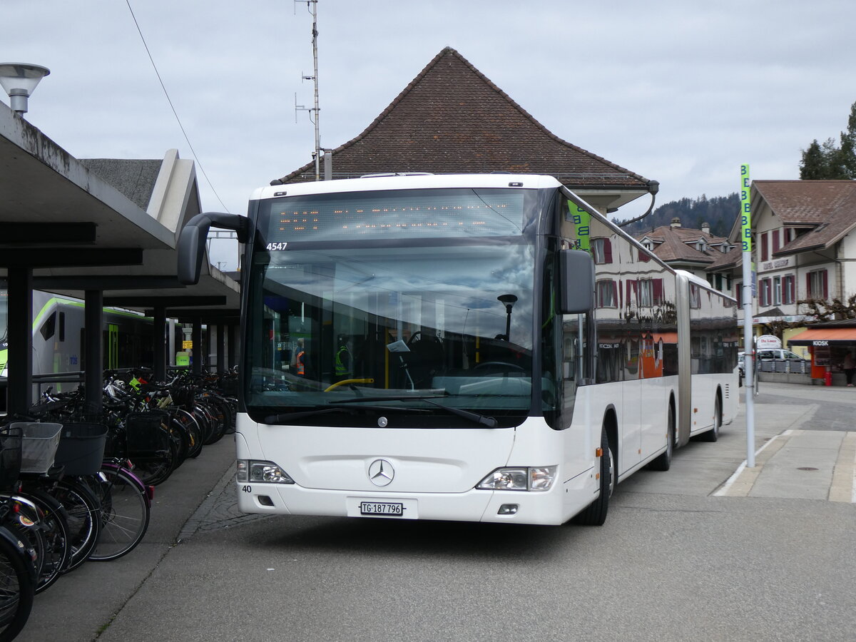 (273'443) - Eurobus, Arbon - Nr. 40/TG 187'796/PID 4547 - Mercedes (ex Nr. 13) am 31. Mrz 2025 beim Bahnhof Langnau 