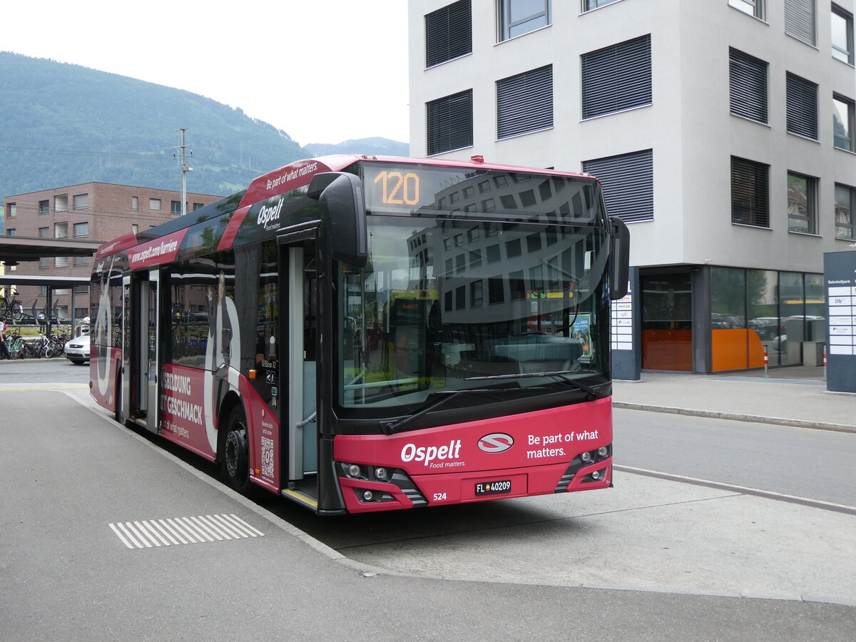 (277'243) - Aus Liechtenstein: BOS PS Anstalt, Vaduz - Nr. 524/FL 40'209 - Solaris am 26. Juni 2025 beim Bahnhof Sargans