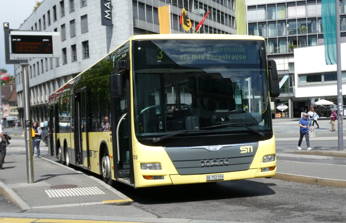 (278'418) - STI Thun - Nr. 159/BE 752'159 - MAN am 2. August 2025 beim Bahnhof Thun