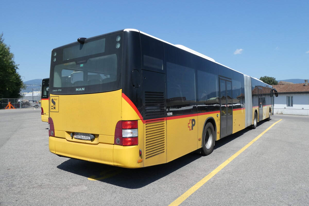 (278'737) - CarPostal Ouest - VD 623'502/PID 10'390 - MAN (ex JU 52'075; ex Nr. 35) am 9. August 2025 in Yverdon, Garage