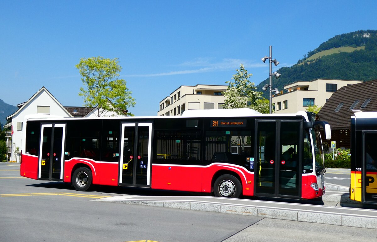 (279'210) - PostAuto Bern - BE 707'874/PID 12'319 - Mercedes (ex Wiener Linien, A-Wien Nr. 8163) am 19. August 2025 beim Bahnhof Stans