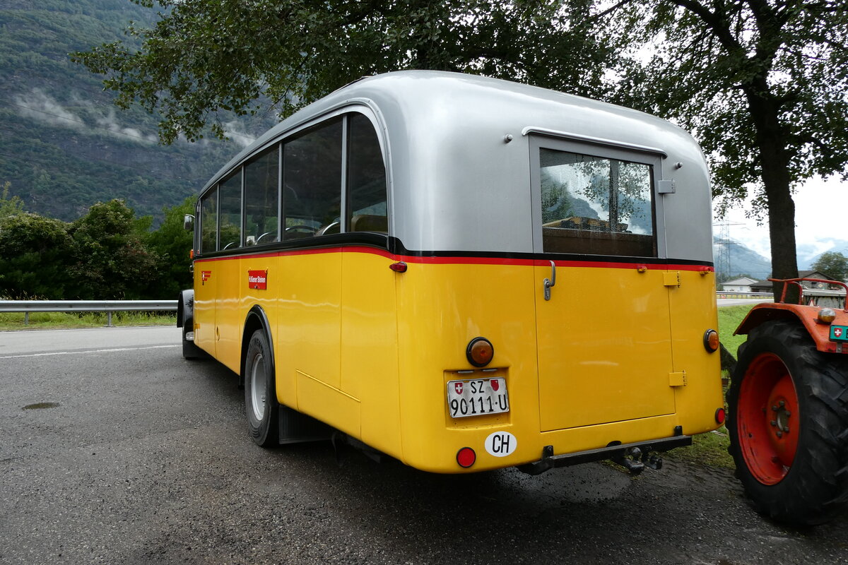 (280'345) - Kiener, Steinen - SZ 90'111 U - SAurer/Eggli (ex Marti, Luzern; ex P 23'095; ex P 2147) am 13. September 2025 in Iragna, Riviera (280'345) - Kiener, Steinen - SZ 90'111 U - SAurer/Eggli (ex Marti, Luzern; ex P 23'095; ex P 2147) am 13. September 2025 in Iragna, Riviera