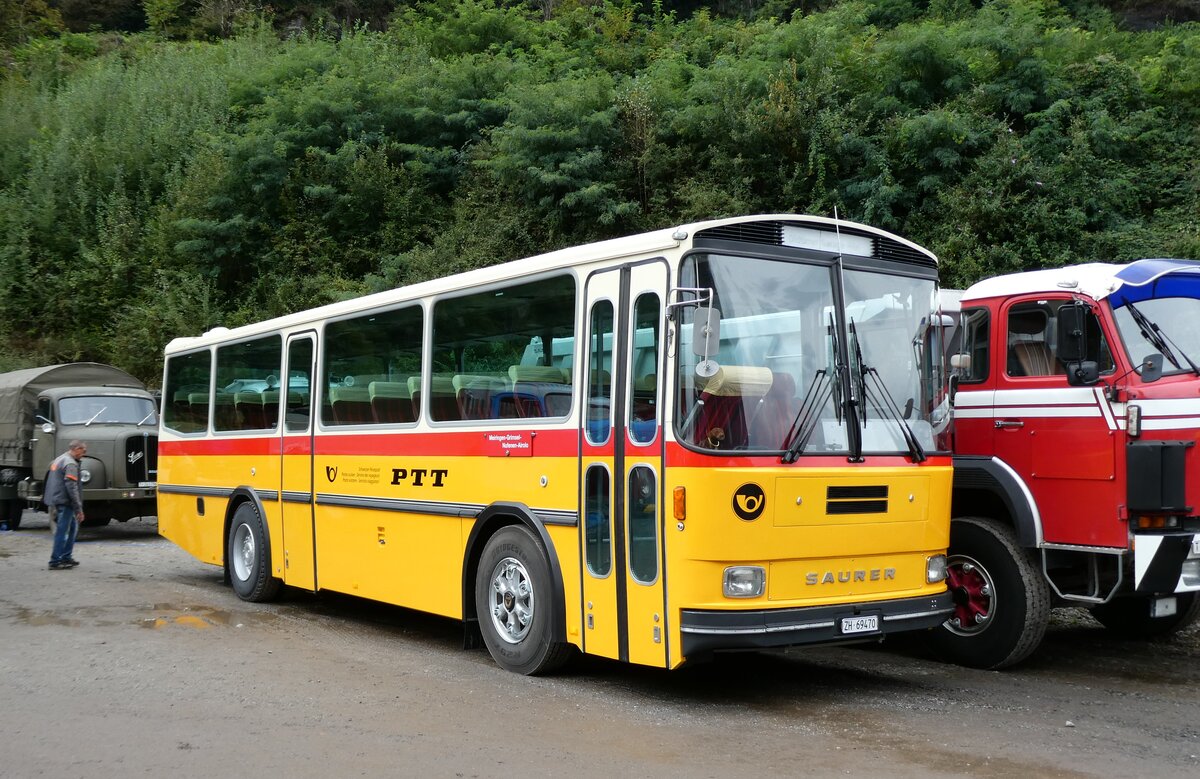 (280'349) - Oldtimer Garage, Höri - ZH 69'470 - Saurer/R&J (ex Breu, Berneck; ex Matt, FL-Mauren Nr. 19; ex P 24'356) am 13. September 2025 in Iragna, Riviera (280'349) - Oldtimer Garage, Höri - ZH 69'470 - Saurer/R&J (ex Breu, Berneck; ex Matt, FL-Mauren Nr. 19; ex P 24'356) am 13. September 2025 in Iragna, Riviera