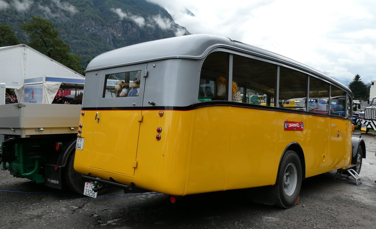 (280'367) - Schmutz, Vaulruz - FR 23'256 - Saurer/Saurer (ex Nestlé; ex P 23'019; ex P 2044) am 13. September 2025 in Iragna, Riviera (280'367) - Schmutz, Vaulruz - FR 23'256 - Saurer/Saurer (ex Nestlé; ex P 23'019; ex P 2044) am 13. September 2025 in Iragna, Riviera