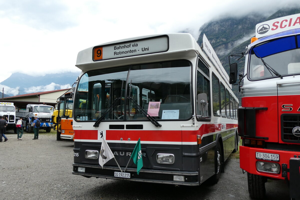 (280'373) - Diem, Wittenbach - SG 192'215 - Saurer/Hess (ex VBSG St. Gallen Nr. 215) am 13. September 2025 in Iragna, Riviera (280'373) - Diem, Wittenbach - SG 192'215 - Saurer/Hess (ex VBSG St. Gallen Nr. 215) am 13. September 2025 in Iragna, Riviera