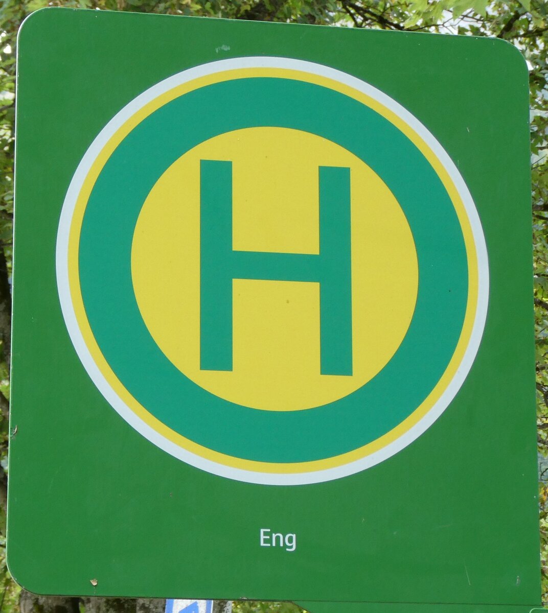 (280'471) - Bus-Haltestellenschild - Eng, Eng Alm - am 17. September 2025 (280'471) - Bus-Haltestellenschild - Eng, Eng Alm - am 17. September 2025