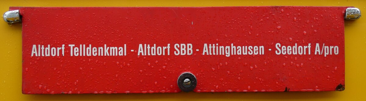(280'688) - Routentafel - Altdorf Telldenkmal - Altdorf SBB - Attinghausen - Seedorf A/pro - am 27. September 2025 beim Bahnhof Wdenswil