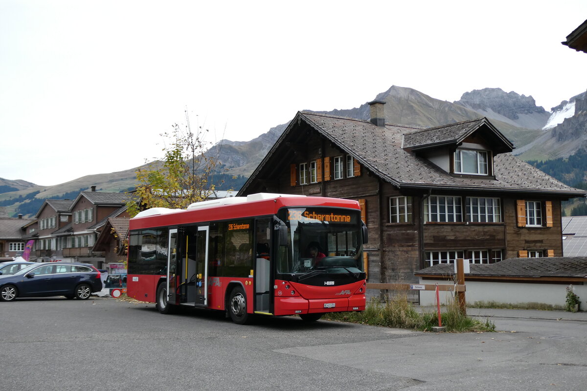 (280'931) - AFA Adelboden - Nr. 55/BE 611'055 - Scania/Hess am 3. Oktober 2025 in Adelboden, Vorschwand (280'931) - AFA Adelboden - Nr. 55/BE 611'055 - Scania/Hess am 3. Oktober 2025 in Adelboden, Vorschwand