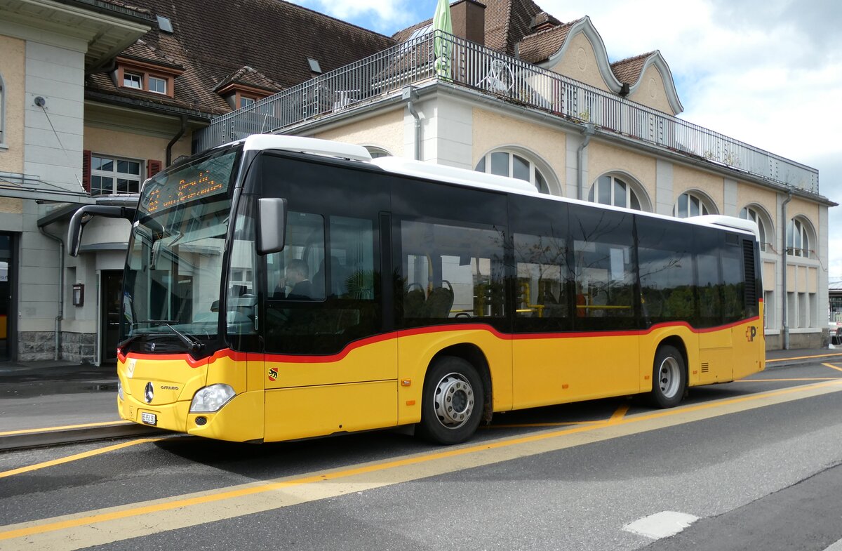 (281'034) - PostAuto Bern - BE 653'383/PID 10'169 - Mercedes am 5. Oktober 2025 beim Bahnhof Spiez (281'034) - PostAuto Bern - BE 653'383/PID 10'169 - Mercedes am 5. Oktober 2025 beim Bahnhof Spiez
