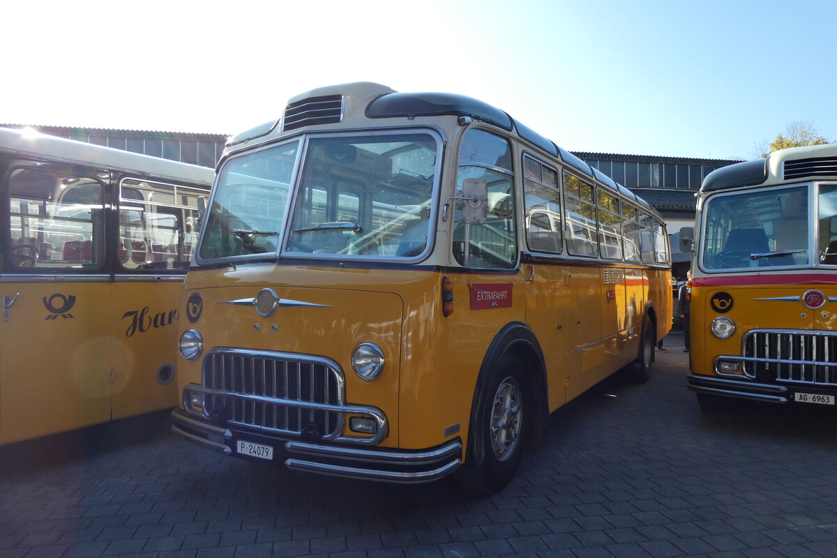 (281'619) - Gast, Reutigen -  P 24'079  - FBW/FHS (ex Nr. 1; ex Lambach, Gommiswald; ex Hotz, Rickenbach bei Wil/TG; ex P 24'079; ex P 21'579) am 18. Oktober 2025 in Nfels, FBW-Museum