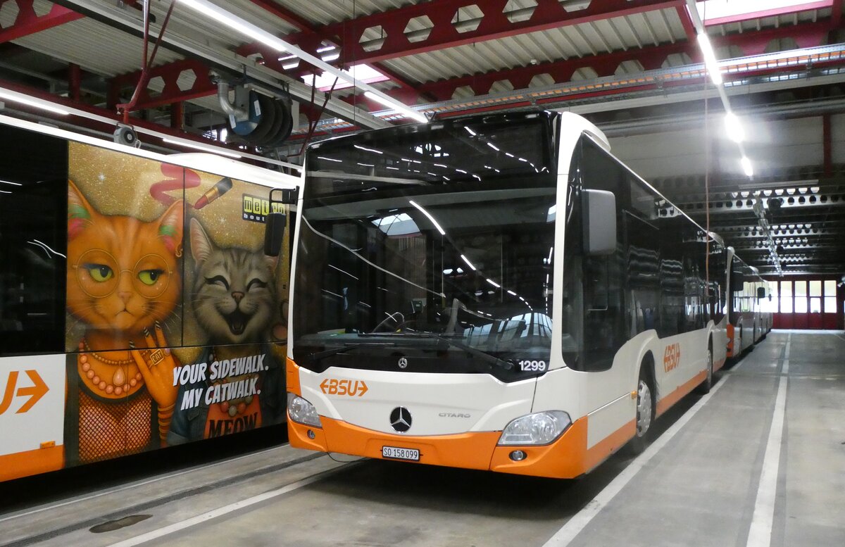 (282'183) - BSU Solothurn - Nr. 1299/SO 158'099 - Mercedes (ex Nr. 99) am 8. November 2025 in Zuchwil, Garage